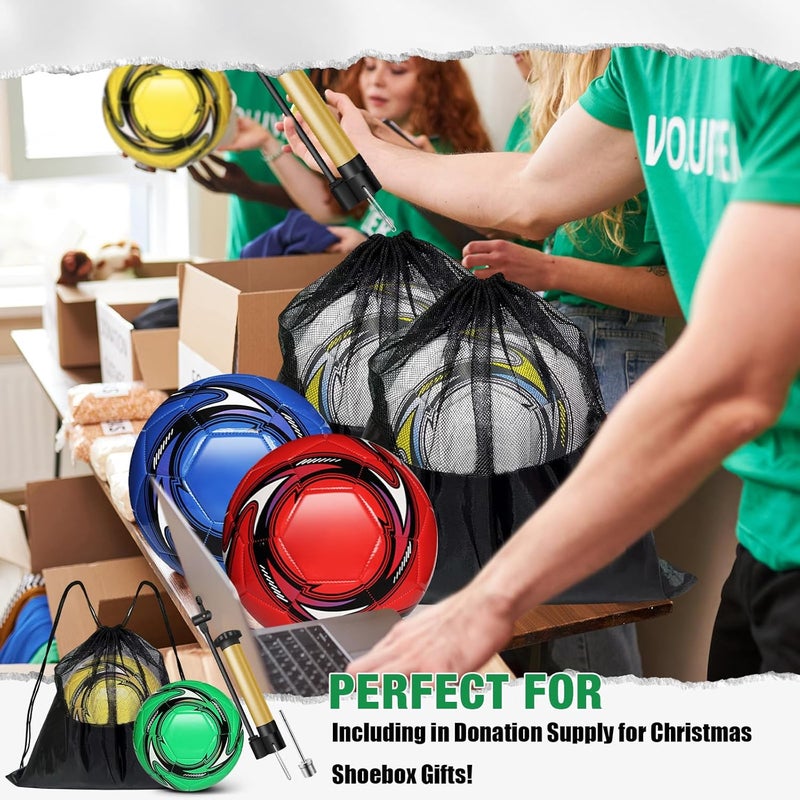 yasuwekik 6 Pack Operation Deflated Christmas Soccer Ball with Pump for Child,Items Bulk Deals Soccer Balls,Classic Soccer Balls with Mesh Sport Bag Pump Needle for Shoebox Gift Fillers Charity Donations - Image 4